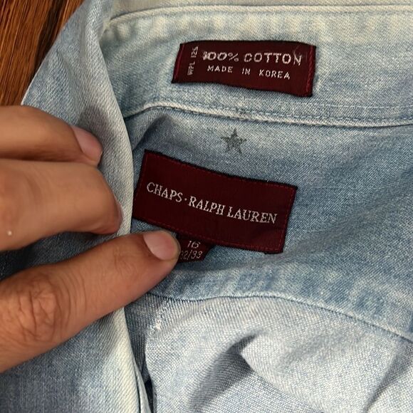 Vintage Chaps • Ralph Lauren Denim Shirt - 16 - Picture 4 of 5